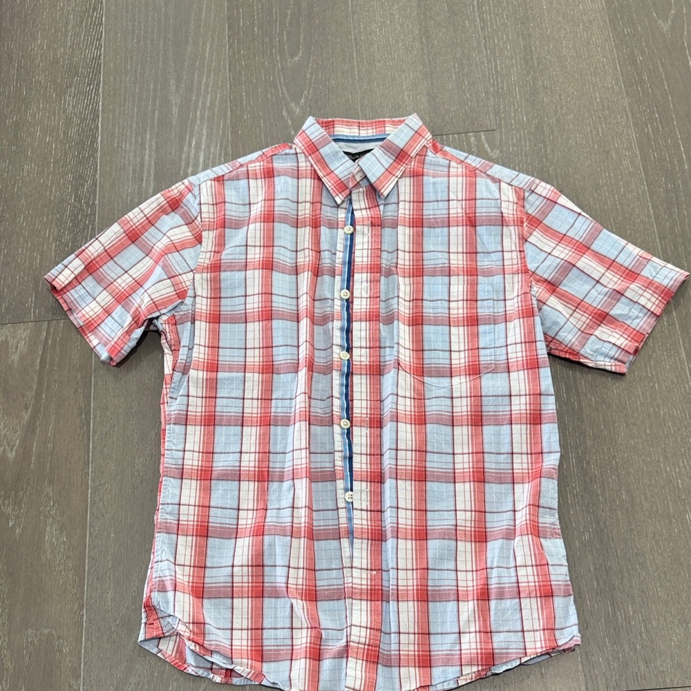 Banana Republic Red and Gray Checkered Shirt